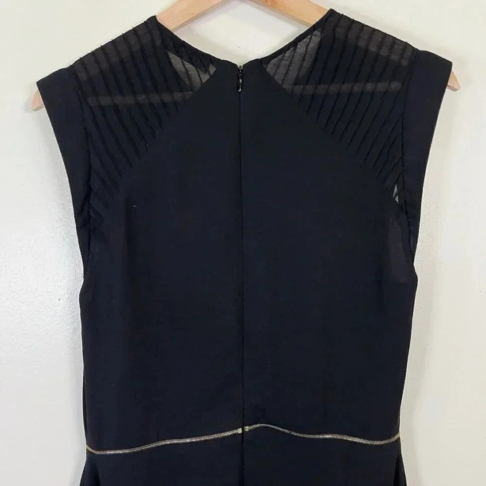 Sandro Paris Fit And Flare Gold Tone Waist Chiffon Black  Dress - Picture 14 of 16